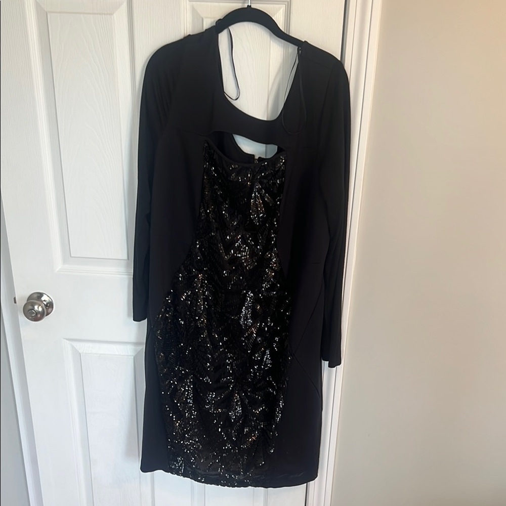 Lane Bryant Black Sequin Embellished Sheath Dress